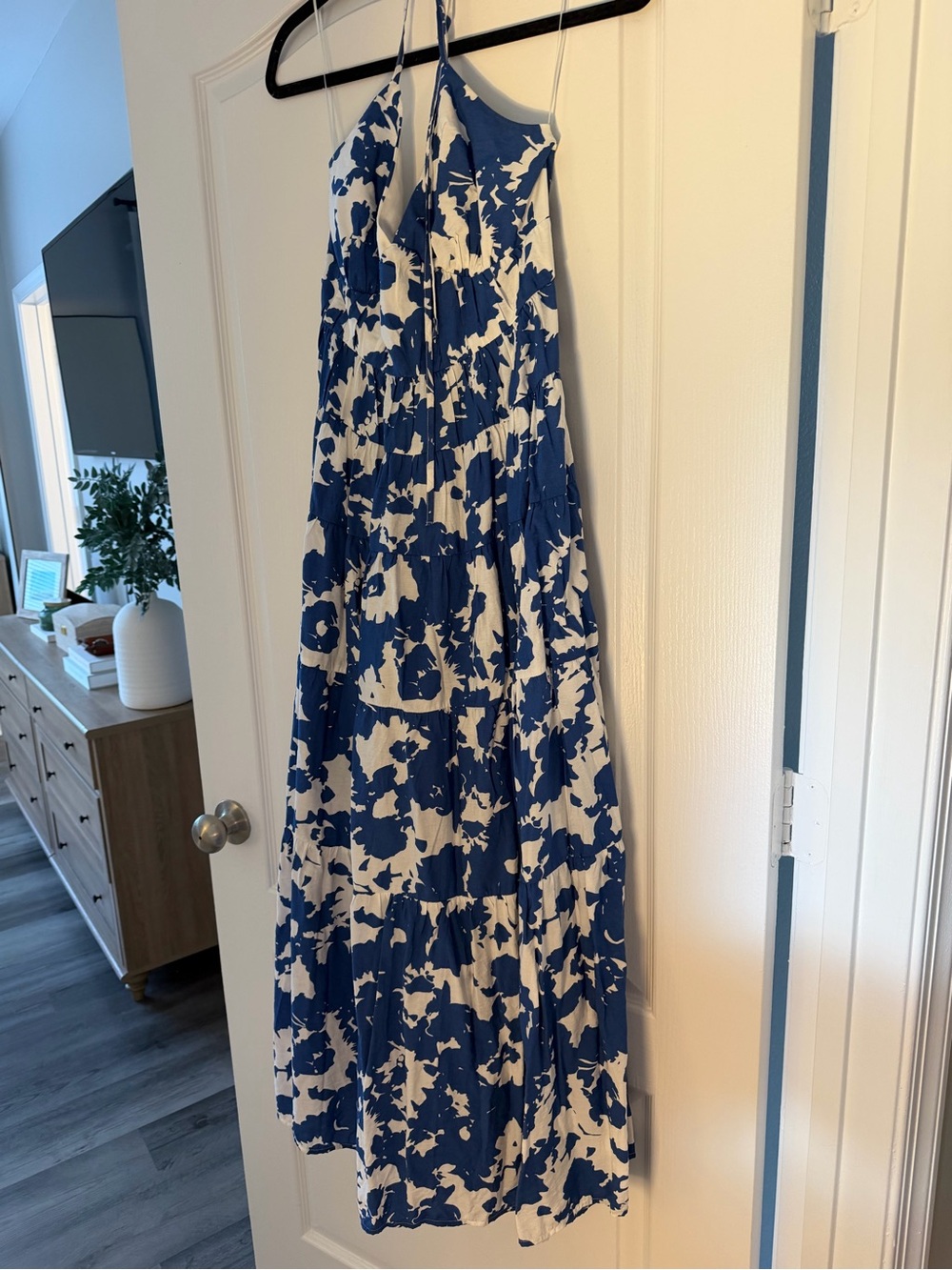 Abercrombie Blue and White Floral Tiered Maxi Dress
